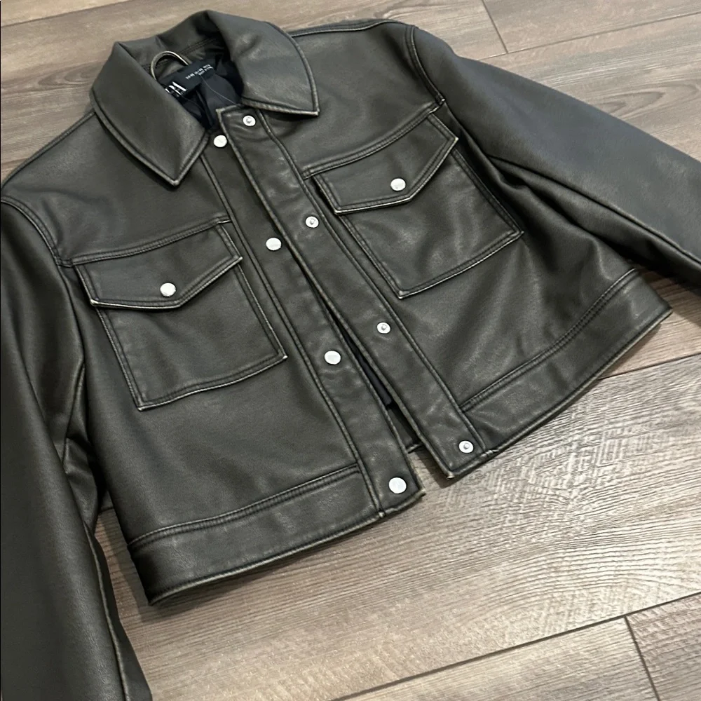 Zara Cropped Moto Jacket #76 - Picture 4 of 6